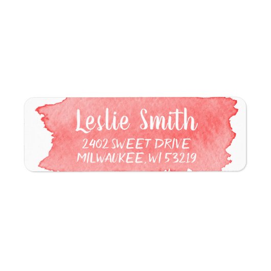 Roze Waterverf Brush Stroke Modern Script Etiket (Voorkant)