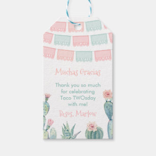 Roze Waterverf Cactus Mexicaans Fiesta Party Favor Cadeaulabel