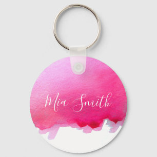 Roze waterverf cadeaunaam schattig meisje sleutelhanger