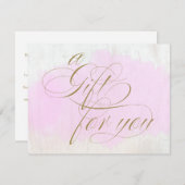 Roze Waterverf Calligrafie Cadeaubon (Voorkant / Achterkant)