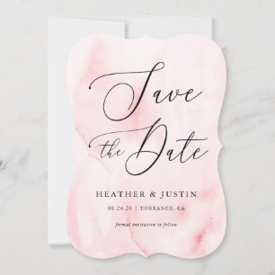 Roze Waterverf Calligrafie Huwelijk Save the Dates Kaart