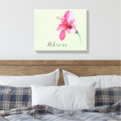 Roze Waterverf Canvas met hibiscus Flower Print (Insitu (Slaapkamer))