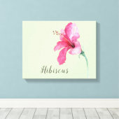 Roze Waterverf Canvas met hibiscus Flower Print (Insitu (Houten vloer))