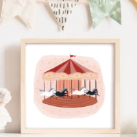 Roze Waterverf Carrousel Nursery Baby Kinder Room