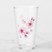 Roze Waterverf Cherry Blossom Pattern Glas (Achterkant)