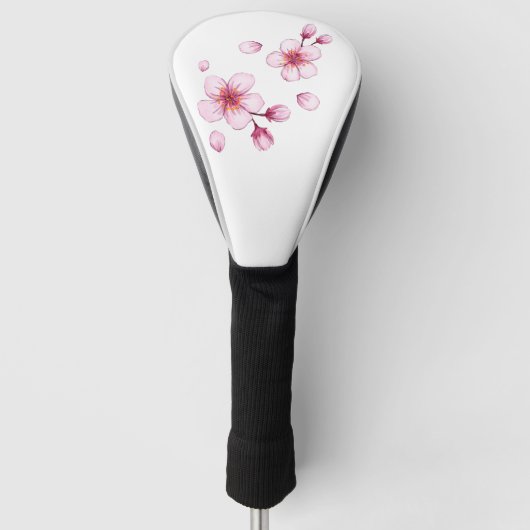 Roze Waterverf Cherry Blossom Pattern Golfheadcover (Voorkant)