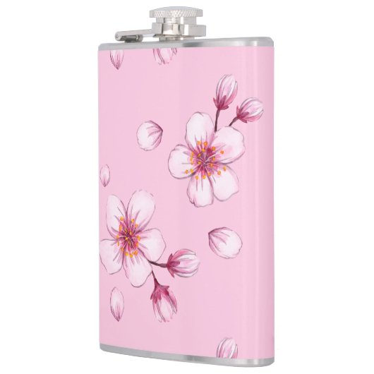 Roze Waterverf Cherry Blossom Pattern Heupfles (Links)