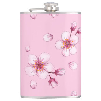 Roze Waterverf Cherry Blossom Pattern Heupfles