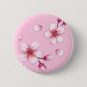 Roze Waterverf Cherry Blossom Pattern Ronde Button 5,7 Cm