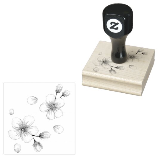 Roze Waterverf Cherry Blossom Pattern Rubberstempel (Gestempeld)