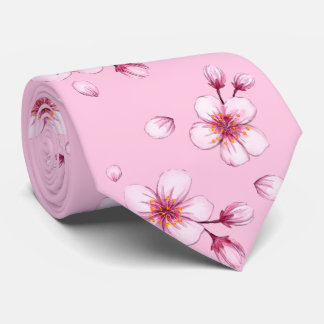 Roze Waterverf Cherry Blossom Pattern Stropdas