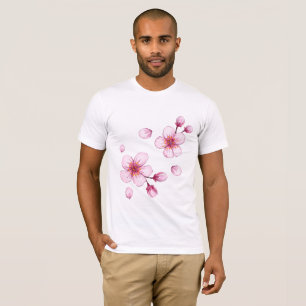 Roze Waterverf Cherry Blossom Pattern T-shirt