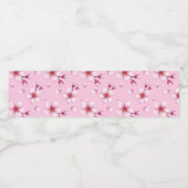 Roze Waterverf Cherry Blossom Pattern Waterfles Etiket (Enkel label)