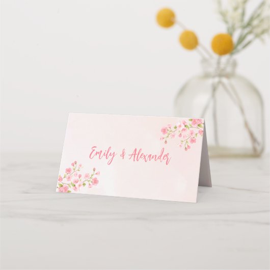 Roze Waterverf Cherry Blossom Spring Wedding (Voorkant)