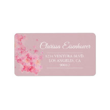 Roze Waterverf Cherry Blossoms Trouwlabel