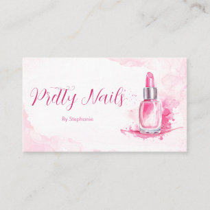 Roze Waterverf Chique Nail Artist Manicure Beauty Visitekaartje