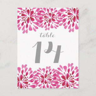 Roze Waterverf Chrysanthemum Table Briefkaart