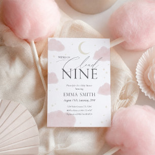 Roze Waterverf Cloud Nine Baby Shower  Kaart