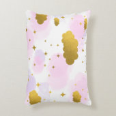 Roze Waterverf Clouds Gold Stars Sky Accent Kussen (Voorkant(Verticaal))