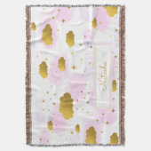 Roze Waterverf Clouds Gold Stars Sky Deken (Voorkant Verticaal)