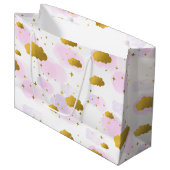 Roze Waterverf Clouds Gold Stars Sky Groot Cadeauzakje (Voorkant Gekanteld)