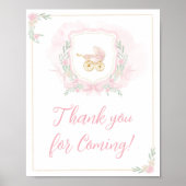 Roze Waterverf Crest Bedankt voor uw komst Poster (Voorkant)