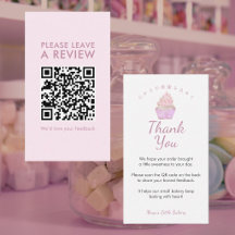 Roze Waterverf Cupcake Laat een Review QR Code