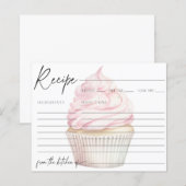 Roze Waterverf Cupcake Recept Kaart (Voorkant / Achterkant)
