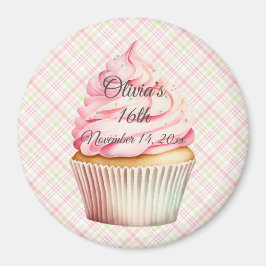 Roze Waterverf Cupcake Save the Date Magnet Magneet