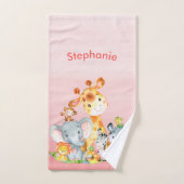 Roze Waterverf Cute Safari Oerwouden Bad Handdoek (Handdoek)