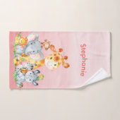 Roze Waterverf Cute Safari Oerwouden Bad Handdoek (Handdoek)