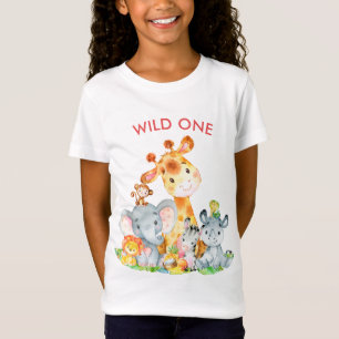 Roze Waterverf Cute Safari Oerwouden T-shirt