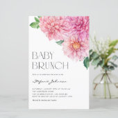 Roze Waterverf Dahlia Baby shower Invitation (Staand voorkant)