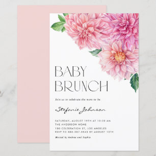 Roze Waterverf Dahlia Baby shower Invitation