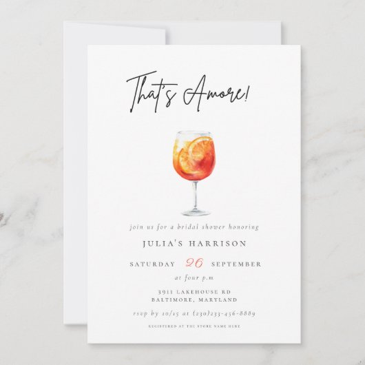 Roze Waterverf Dat is Amore Spritz Vrijgezellenfee Kaart (Voorkant)