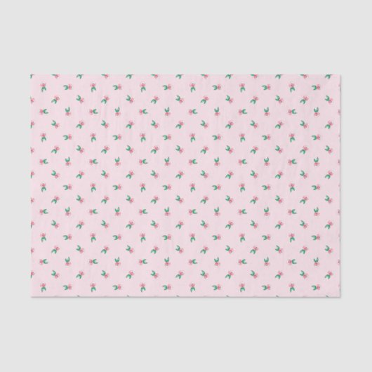  Roze Waterverf Ditsy Flowers Pattern Tissuepapier (Voorkant)