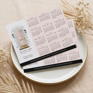 Roze Waterverf Door Real Estate 2025 Kalender Briefkaart