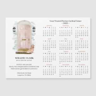 Roze Waterverf Door Spaniel Vastgoedkalender Magnetische Uitnodiging