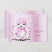 Roze Waterverf eend bedankje Bedankkaart (Voorkant / Achterkant)