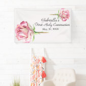 Roze Waterverf Eerste Heilige Communiebanner Spandoek (Insitu)