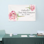 Roze Waterverf Eerste Heilige Communiebanner Spandoek (Beurs)