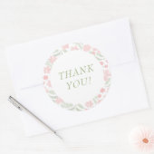 Roze Waterverf Elegant Dank u Sticker (Envelop)
