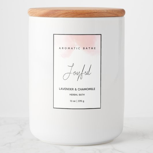 Roze Waterverf Elegant Kruidenbadlabel Voedselcontainer Etiket (Voorkant)