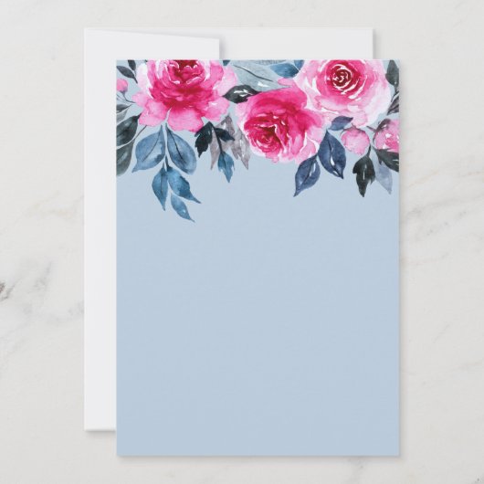 Roze Waterverf Elegant repetitief Dinner Kaart (Achterkant)