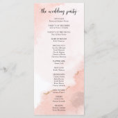 Roze Waterverf en Gold Wedding Order of Ceremony Programma (Achterkant)