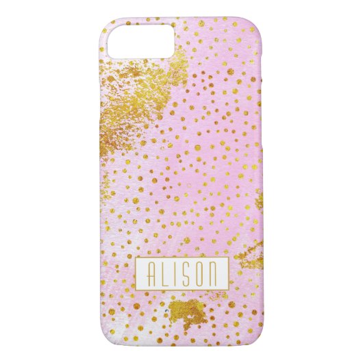 Roze waterverf en gouden folie confetti Case-Mate iPhone case (Achterkant)