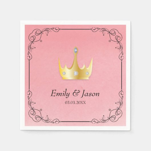 roze Waterverf en kroon Servet (Voorkant)