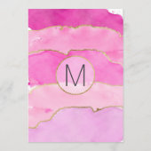 Roze Waterverf en menu Gold Wedding (Achterkant)