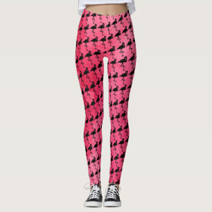 Roze Waterverf en zwarte Leggings Flamingo