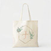 Roze Waterverf Eucalyptus Lijst Monogrammen Tote Bag (Voorkant)